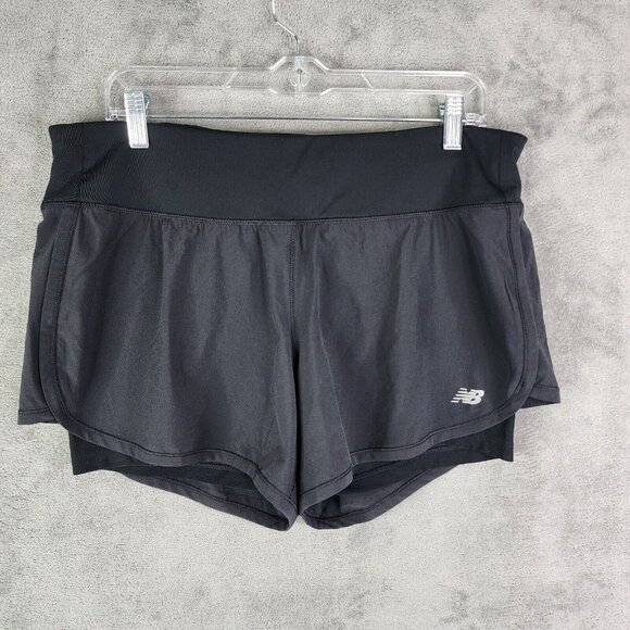 Womens Black New Balance NB Dry Running Shorts Lined Athletic Size L - Picture 2 of 14